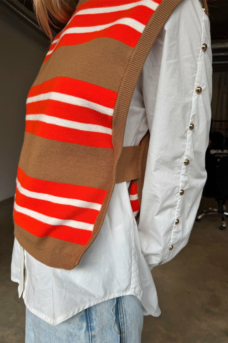 Multi Stripe Tank Top Tan & Red | Never Fully Dressed Exclusive