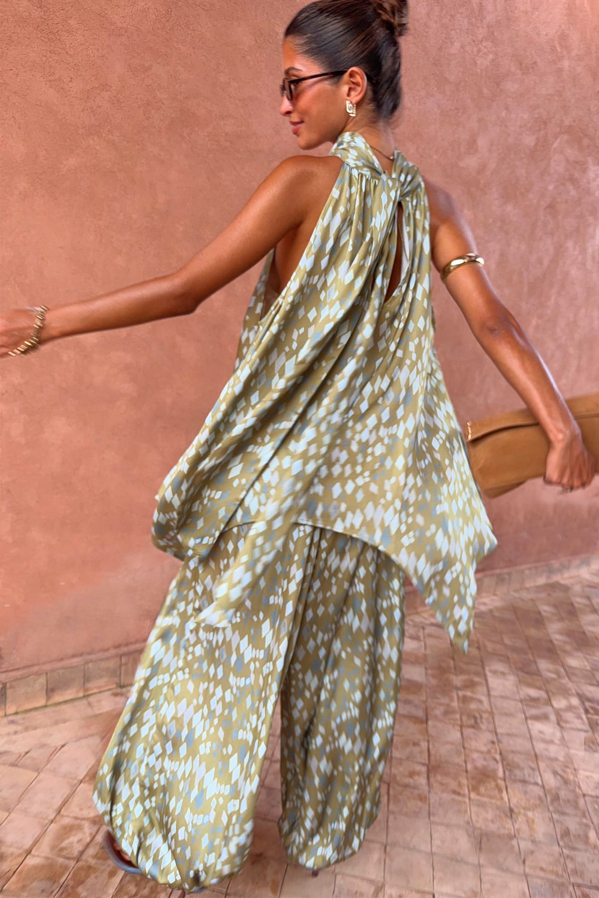 Green Diamond Print Halter Top | Never Fully Dressed Quality
