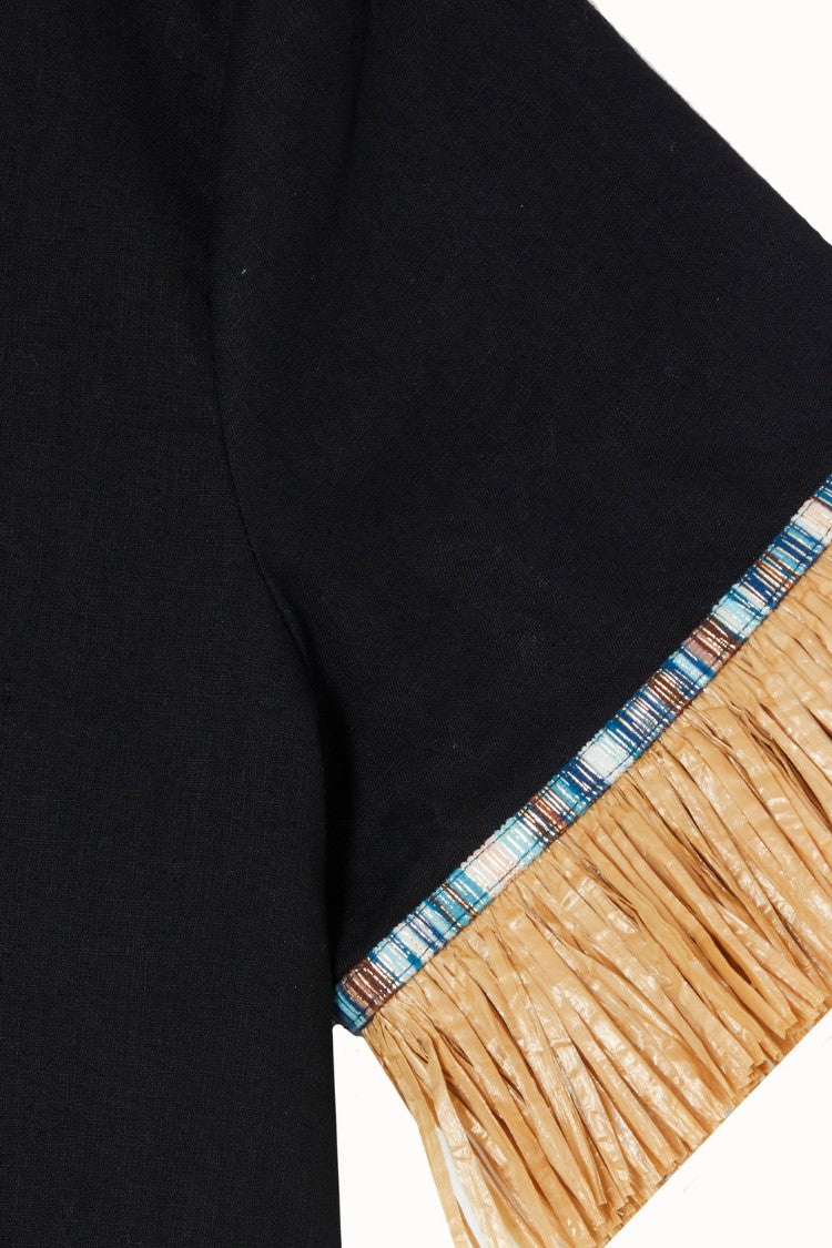 Black Raffia Shirt UK | Never Fully Dressed Latest