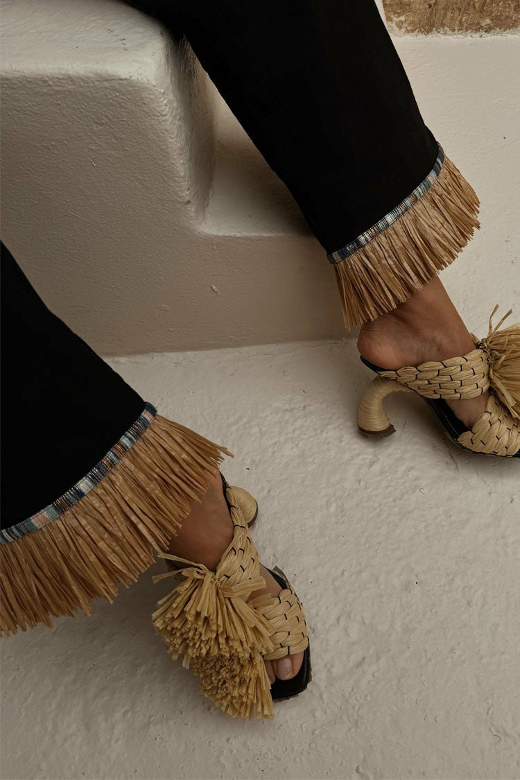 Black Raffia Marra Trousers | Never Fully Dressed Value