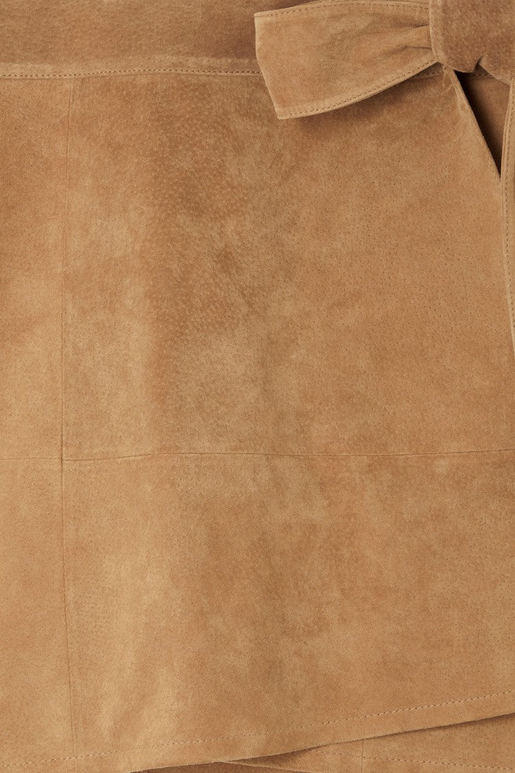 Tan Suede Mini Jaspre Skirt | Never Fully Dressed Featured