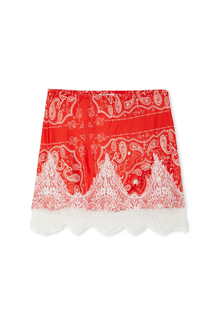 Red Bandana Lace Maeva Mini Skirt | Never Fully Dressed Best Seller