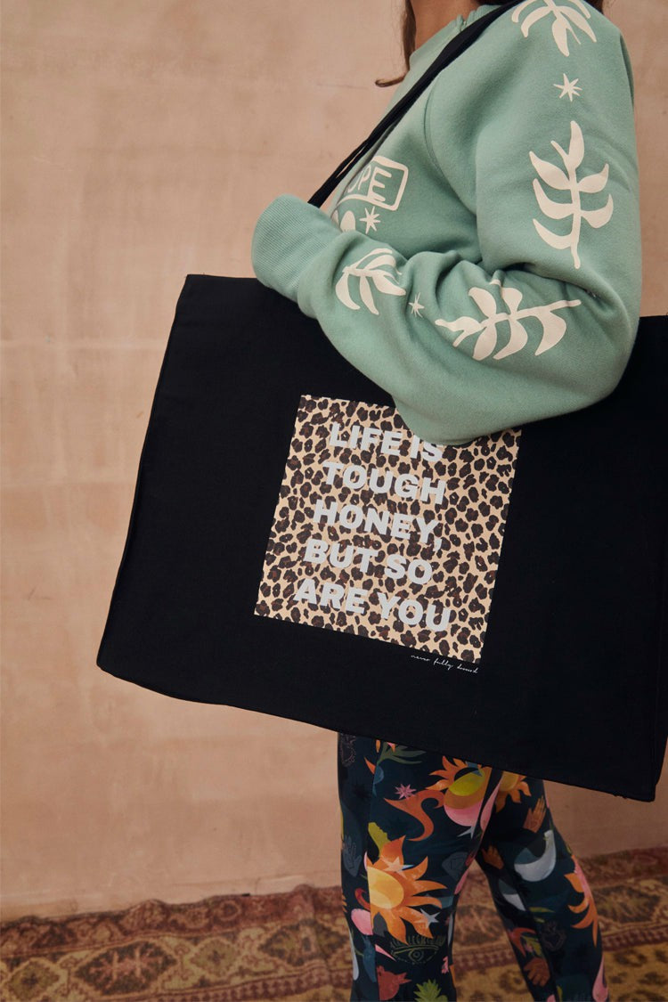 Black Life Is Tough Tote Bag | Never Fully Dressed Quality