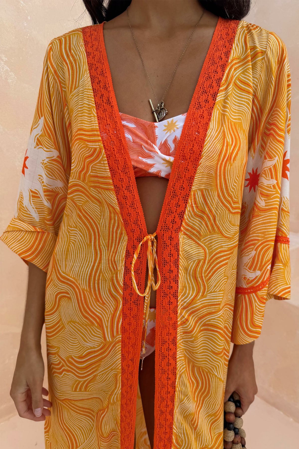 Yellow Sun Kimono with Beading | Never Fully Dressed Everyday