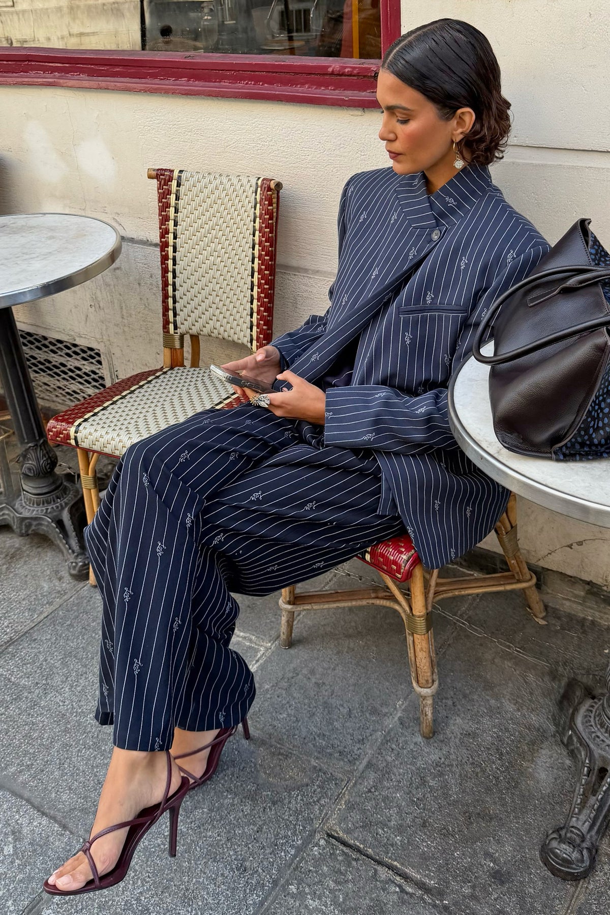 Navy Pinstripe Fold Over Blazer | Never Fully Dressed Quality