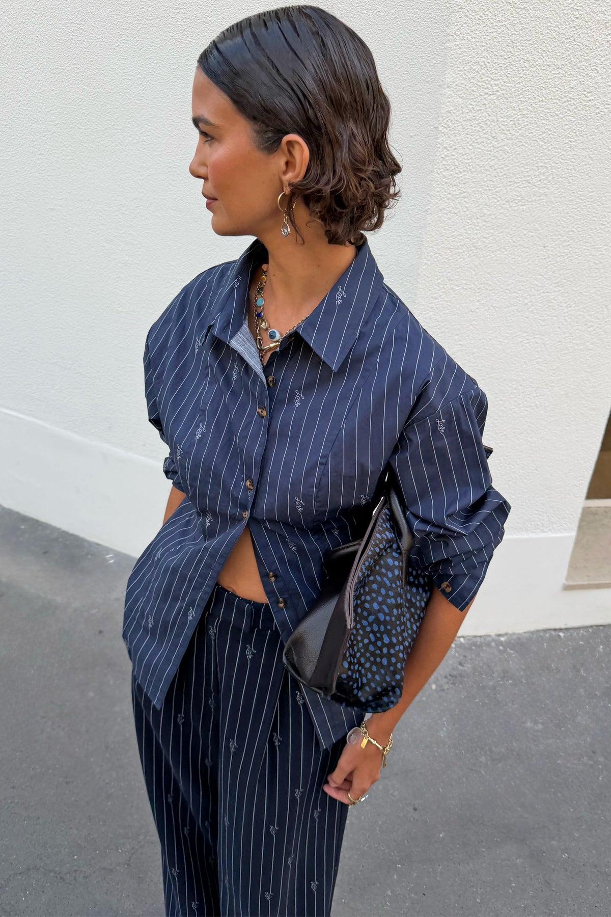 Navy Stripe Bow Shirt | Never Fully Dressed Special Offer