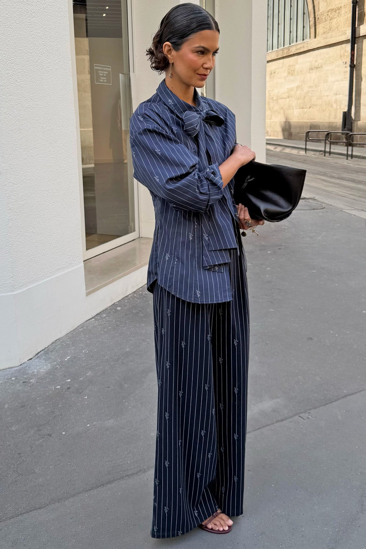 Navy Stripe Bow Shirt | Never Fully Dressed Special Offer