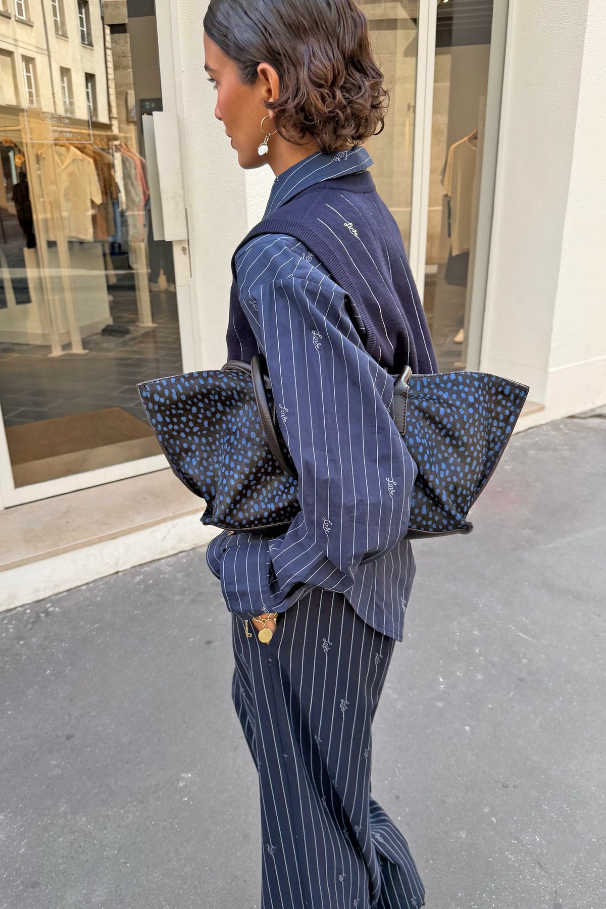 Navy Stripe Bow Shirt | Never Fully Dressed Special Offer