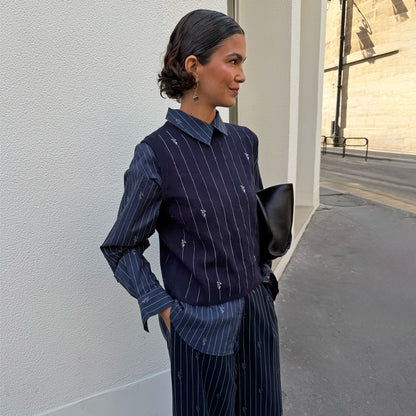 Navy Pinstripe Tank | Never Fully Dressed Featured