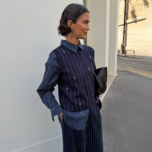 Navy Pinstripe Tank | Never Fully Dressed Featured