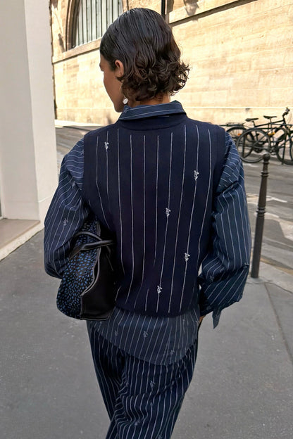 Navy Pinstripe Tank | Never Fully Dressed Featured