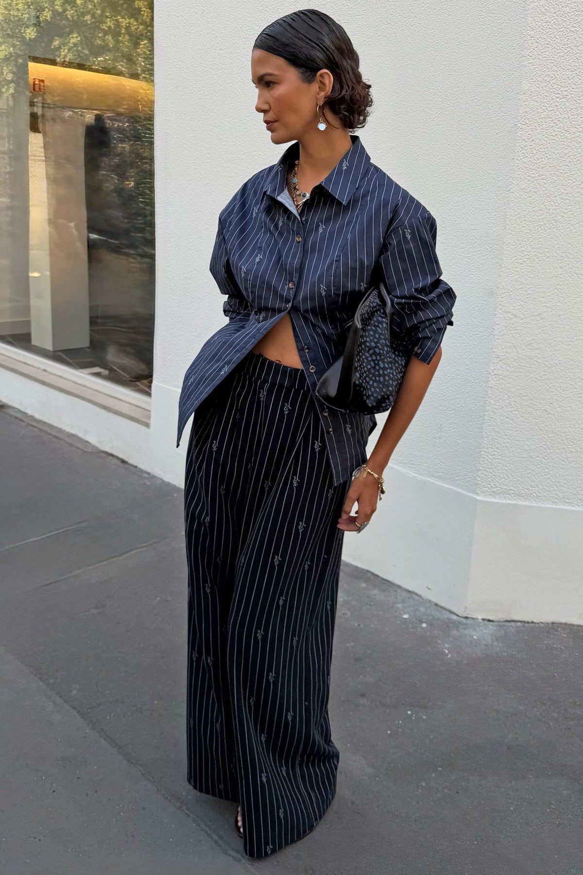 Navy Pinstripe Sophie Trousers | Never Fully Dressed Customer Favorite