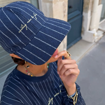 Navy Pinstripe Cap | Never Fully Dressed Value