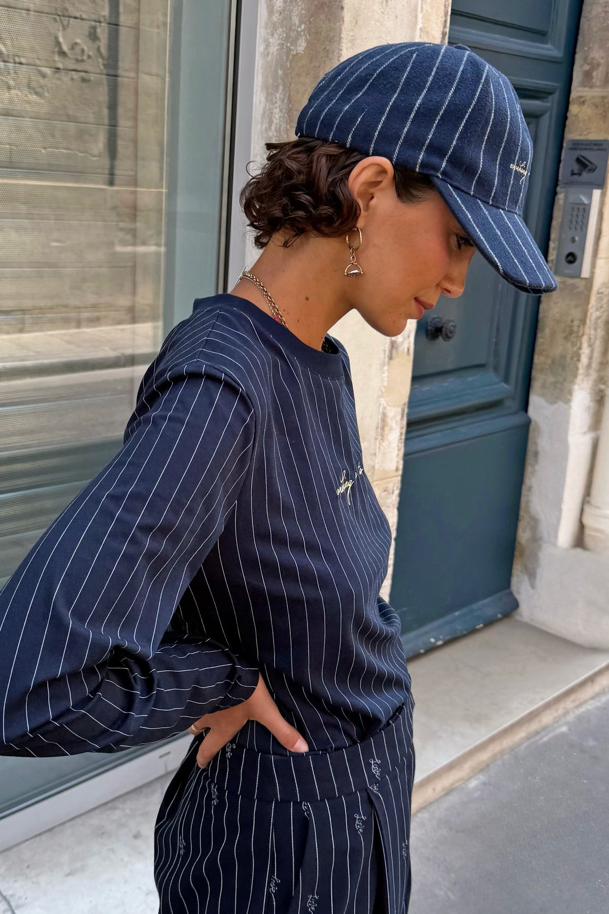 Navy Pinstripe Cap | Never Fully Dressed Value