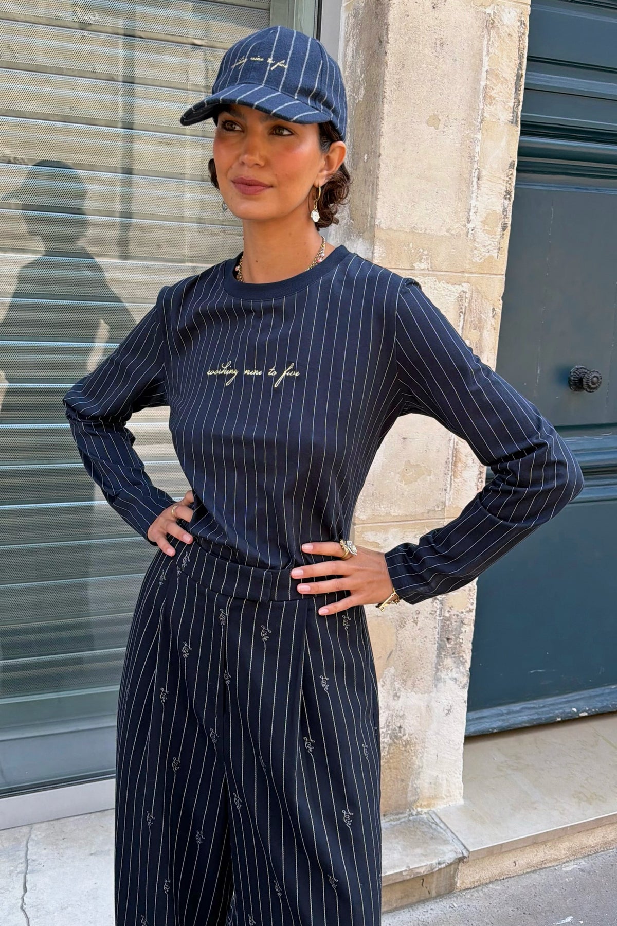 Navy Pinstripe Cap | Never Fully Dressed Value