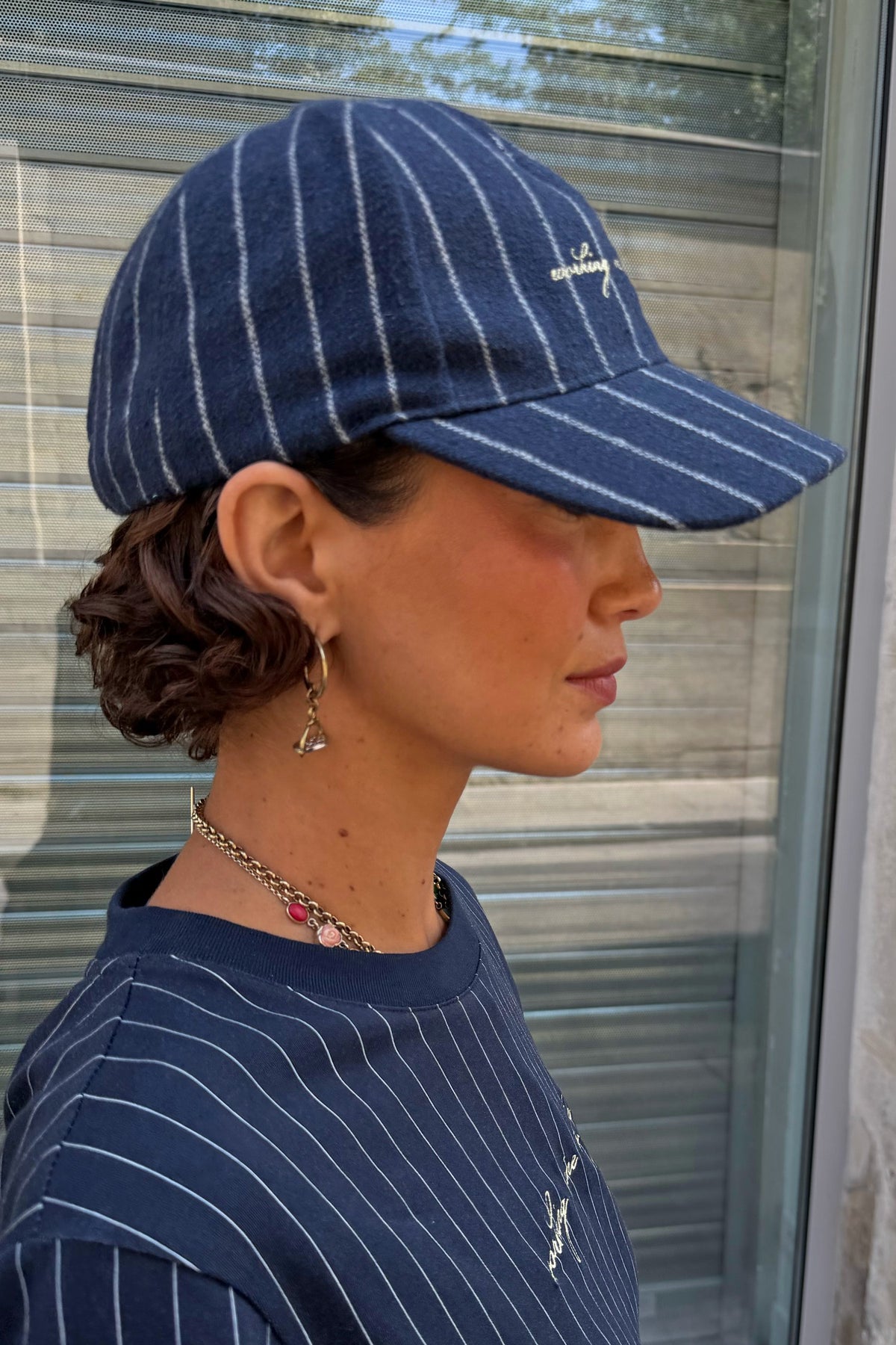 Navy Pinstripe Cap | Never Fully Dressed Value