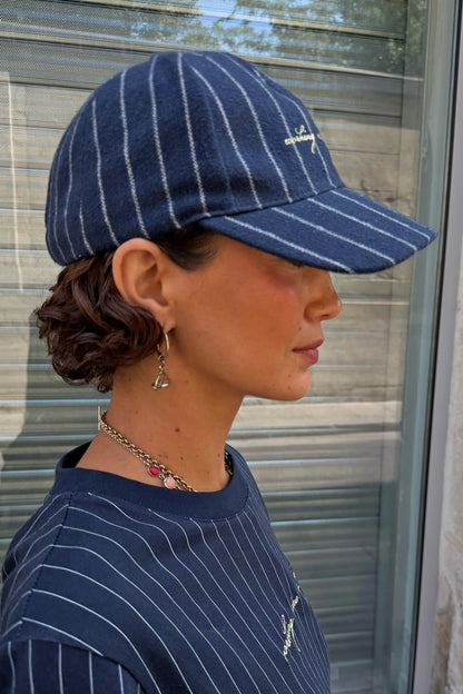 Navy Pinstripe Cap | Never Fully Dressed Value
