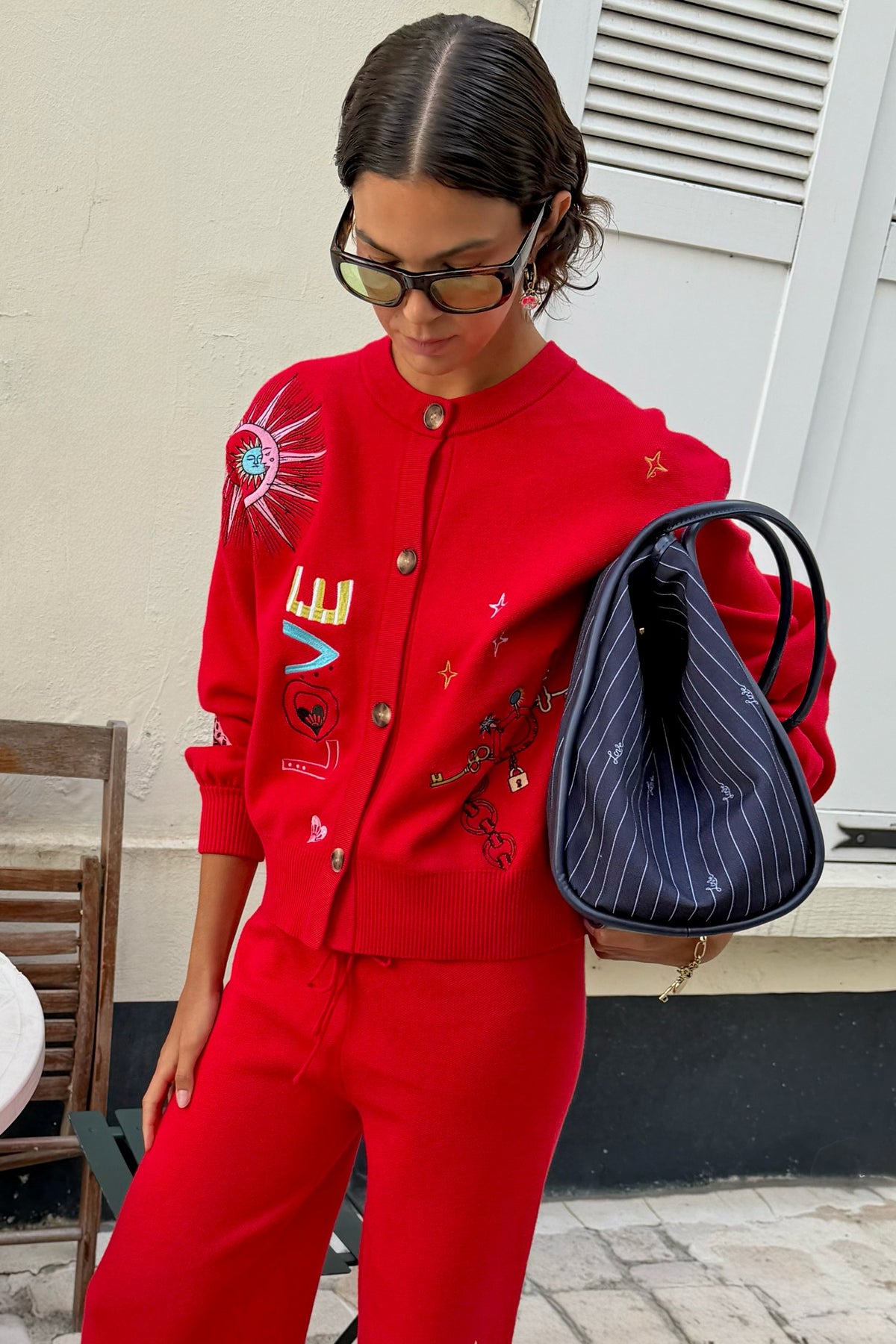 Navy Pinstripe Shopper Bag | Never Fully Dressed Special Offer