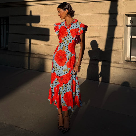 Blue Deer Poppy Remi Midi Dress | Never Fully Dressed Classic