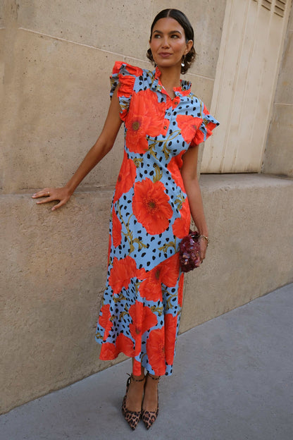 Blue Deer Poppy Remi Midi Dress | Never Fully Dressed Classic