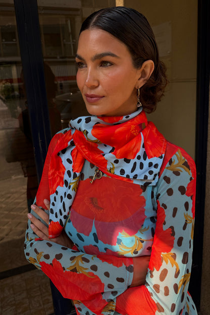 Blue Deer Poppy Multi-Wear Bandana | Never Fully Dressed Trusted