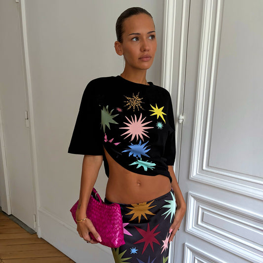 Black Star T-Shirt with Leopard Print | Never Fully Dressed Classic