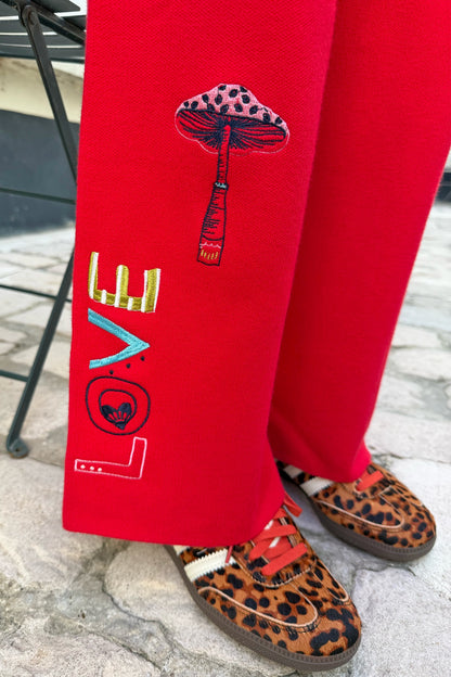Red Amore Wide Leg Knit Joggers | Never Fully Dressed Discount