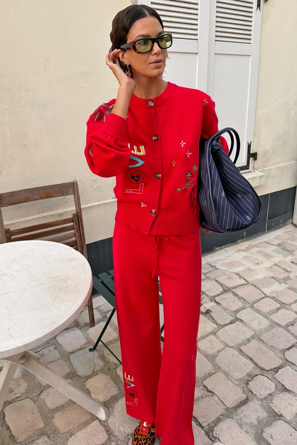 Red Amore Wide Leg Knit Joggers | Never Fully Dressed Discount