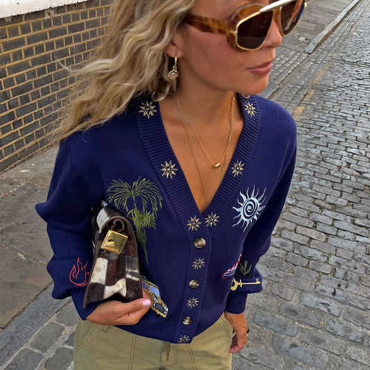 Navy Icons Cardigan | Never Fully Dressed Best Price