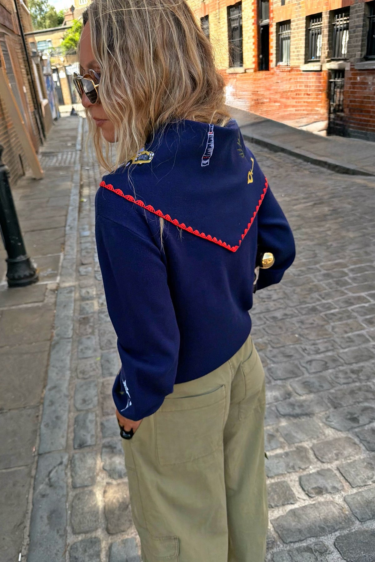 Navy Icons Knit Scarf | Never Fully Dressed Sale