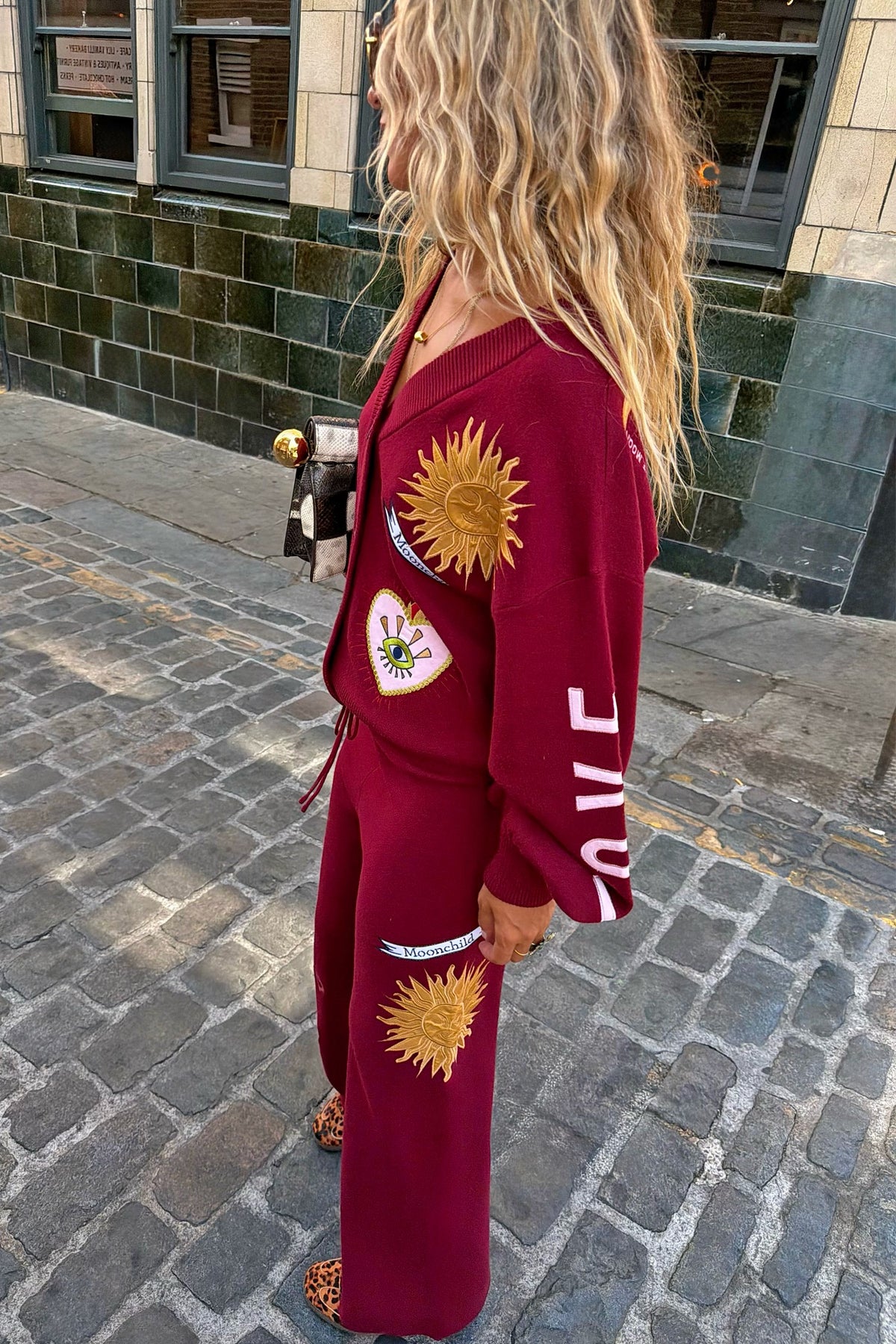 Burgundy Mystical Wide Leg Knit Joggers | Never Fully Dressed Sale