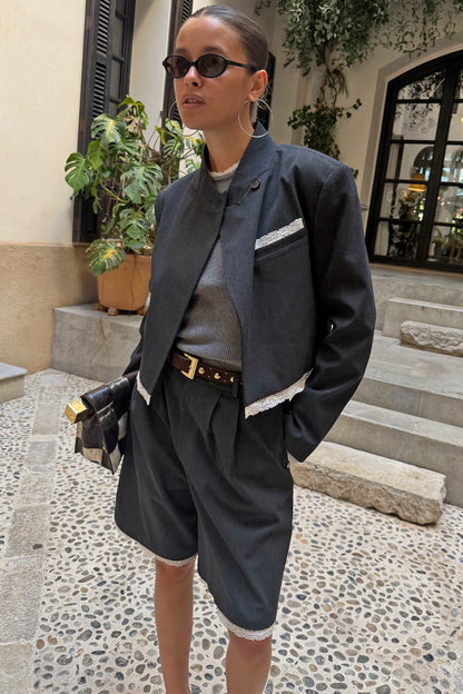 Fold Over Cropped Blazer | Never Fully Dressed Great Value