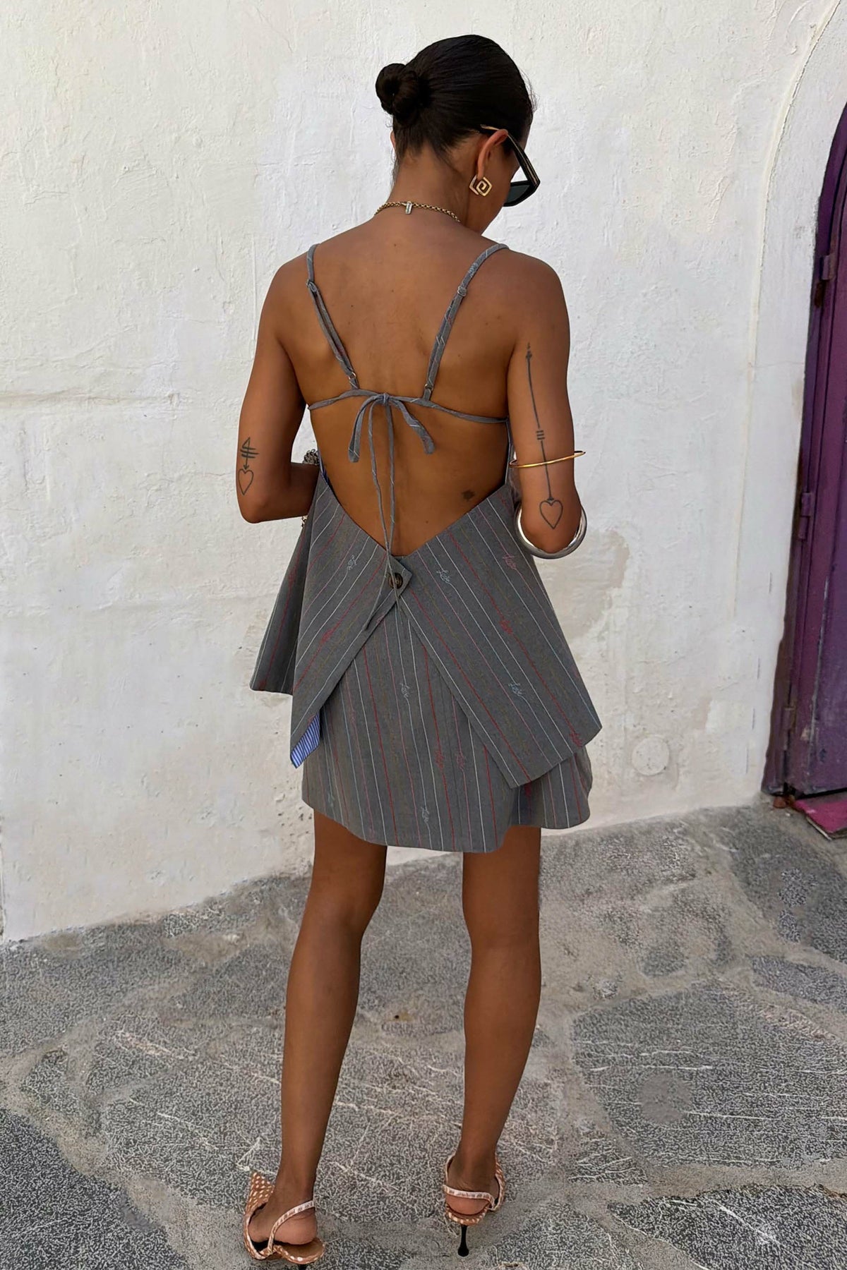 Grey Love Pinstripe Skort | Never Fully Dressed Sale
