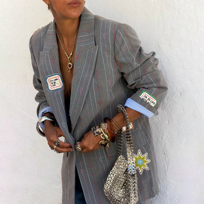 Grey Love Pinstripe Blazer | Never Fully Dressed Special Offer