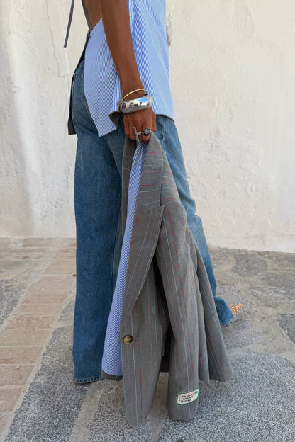 Grey Love Pinstripe Blazer | Never Fully Dressed Special Offer