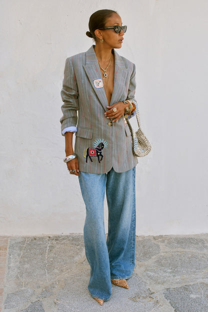 Grey Love Pinstripe Blazer | Never Fully Dressed Special Offer