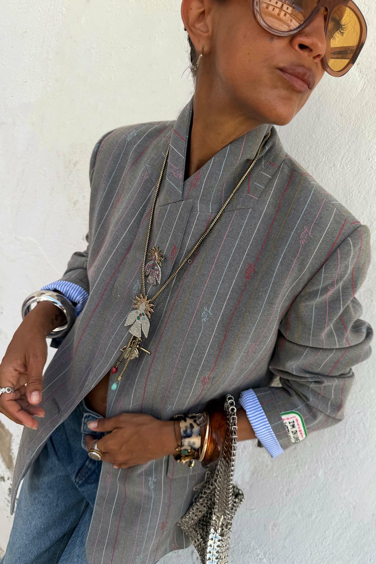 Grey Love Pinstripe Blazer | Never Fully Dressed Special Offer