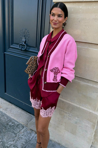 Burgundy and Pink Lace Marley Shirt | Never Fully Dressed Featured