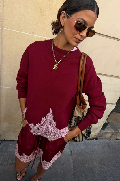 Burgundy Lace Copenhagen Jumper | Never Fully Dressed Trusted