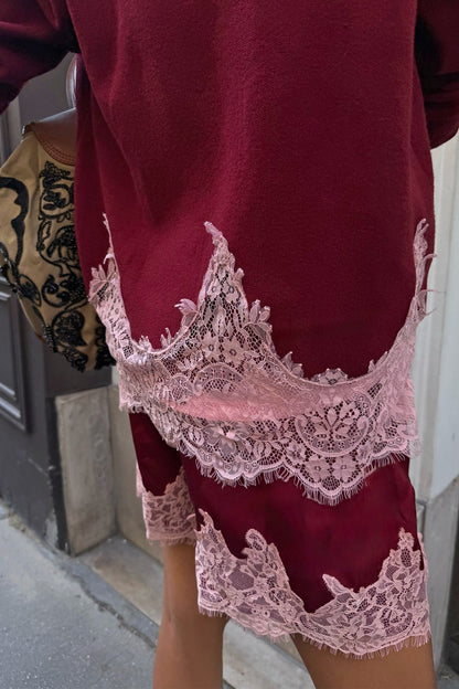 Burgundy Lace Copenhagen Jumper | Never Fully Dressed Trusted