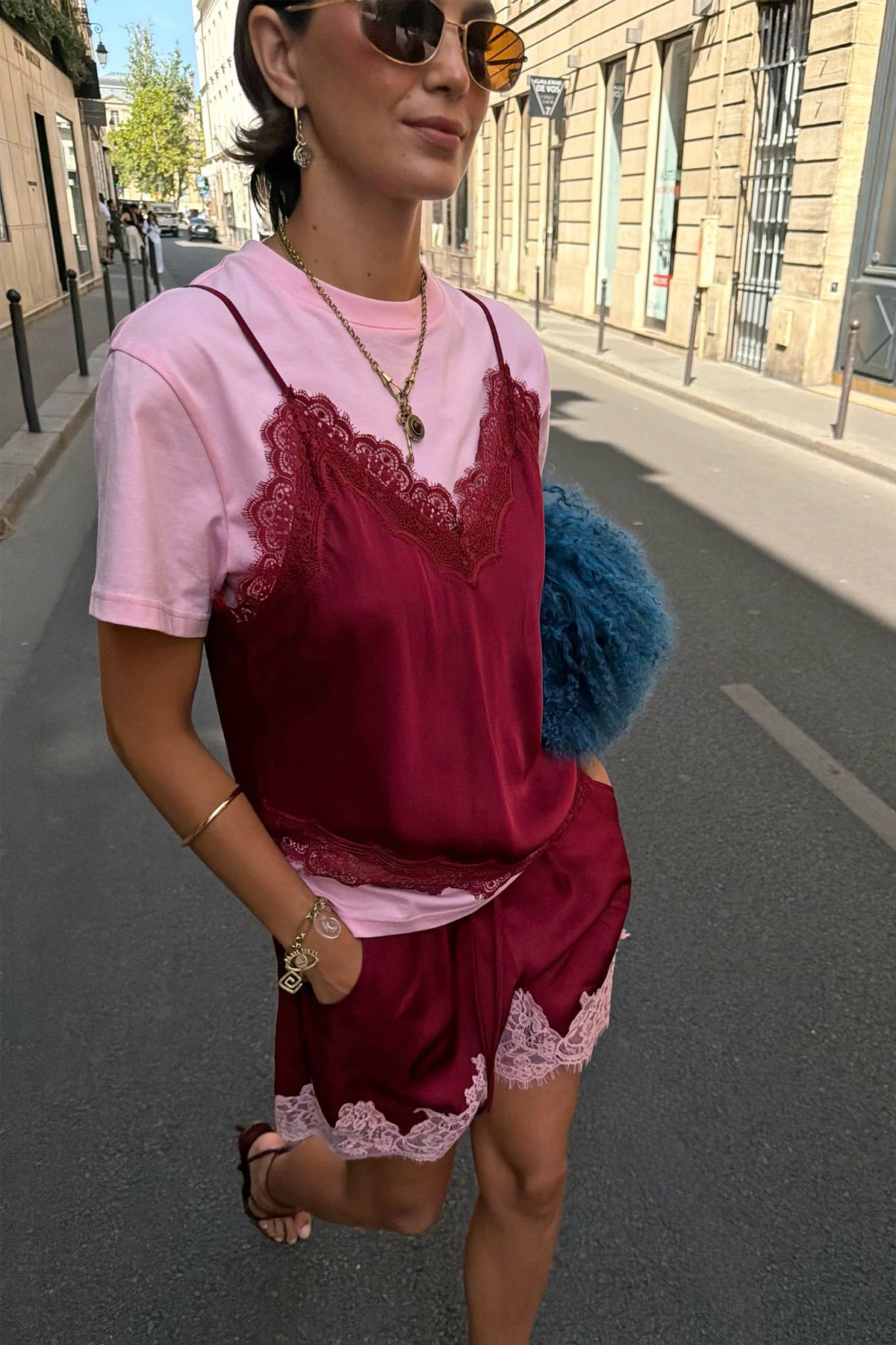 Pink and Burgundy Overlay T-Shirt | Never Fully Dressed Classic