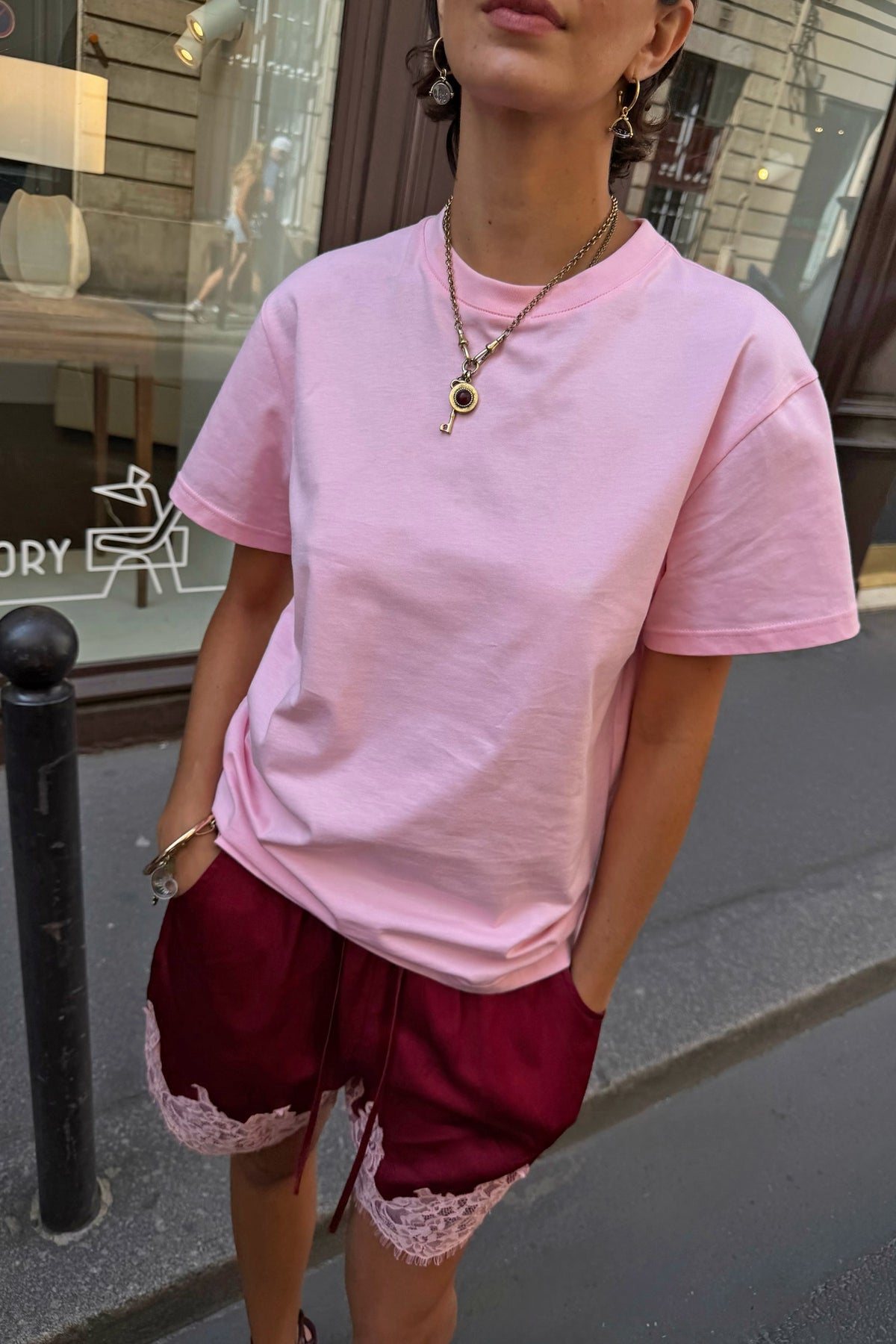 Pink and Burgundy Overlay T-Shirt | Never Fully Dressed Classic