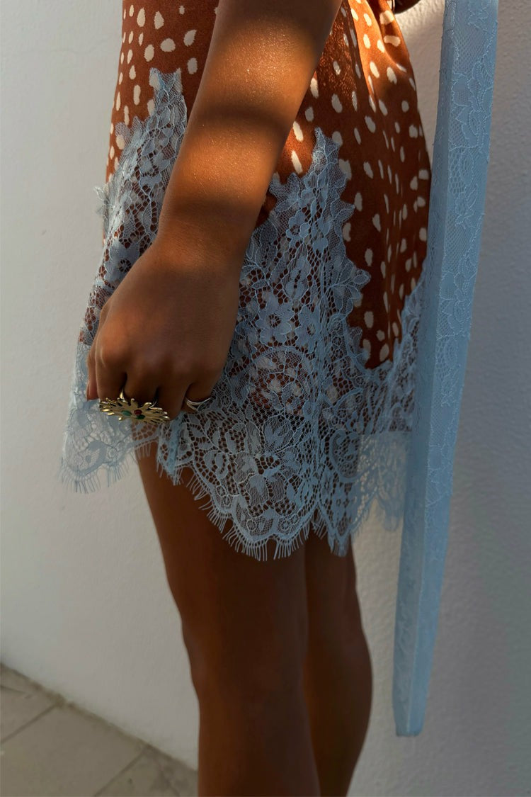 Deer Print Mini Maeva Skirt with Lace Trim - Never Fully Dressed | Never Fully Dressed Exclusive