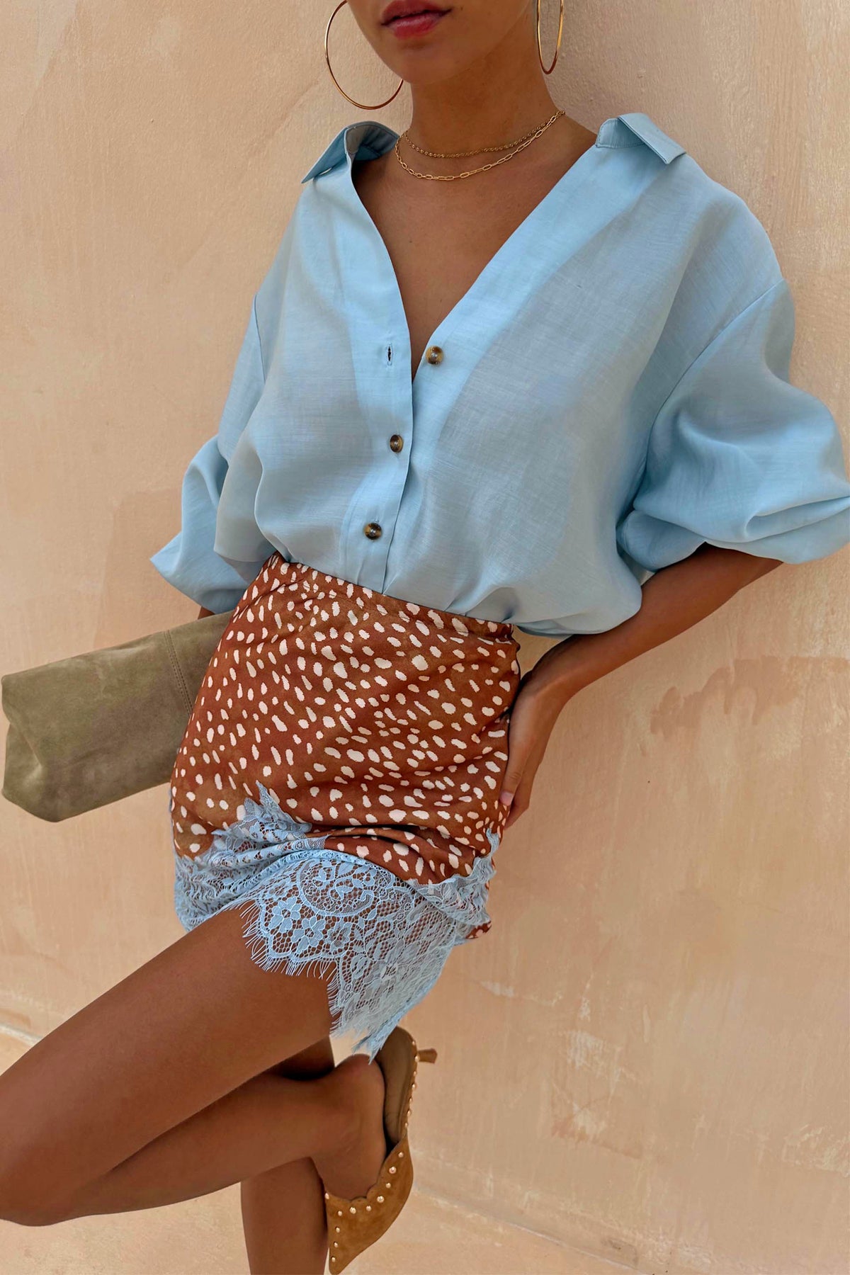 Deer Print Mini Maeva Skirt with Lace Trim - Never Fully Dressed | Never Fully Dressed Exclusive