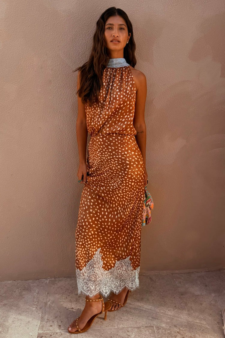 Deer Print Midi Maeva Skirt with Lace Trim - Never Fully Dressed | Never Fully Dressed Premium