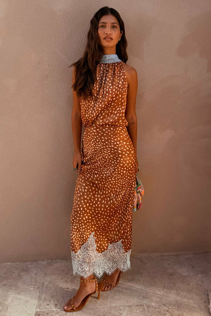 Deer Print Midi Maeva Skirt with Lace Trim - Never Fully Dressed | Never Fully Dressed Premium