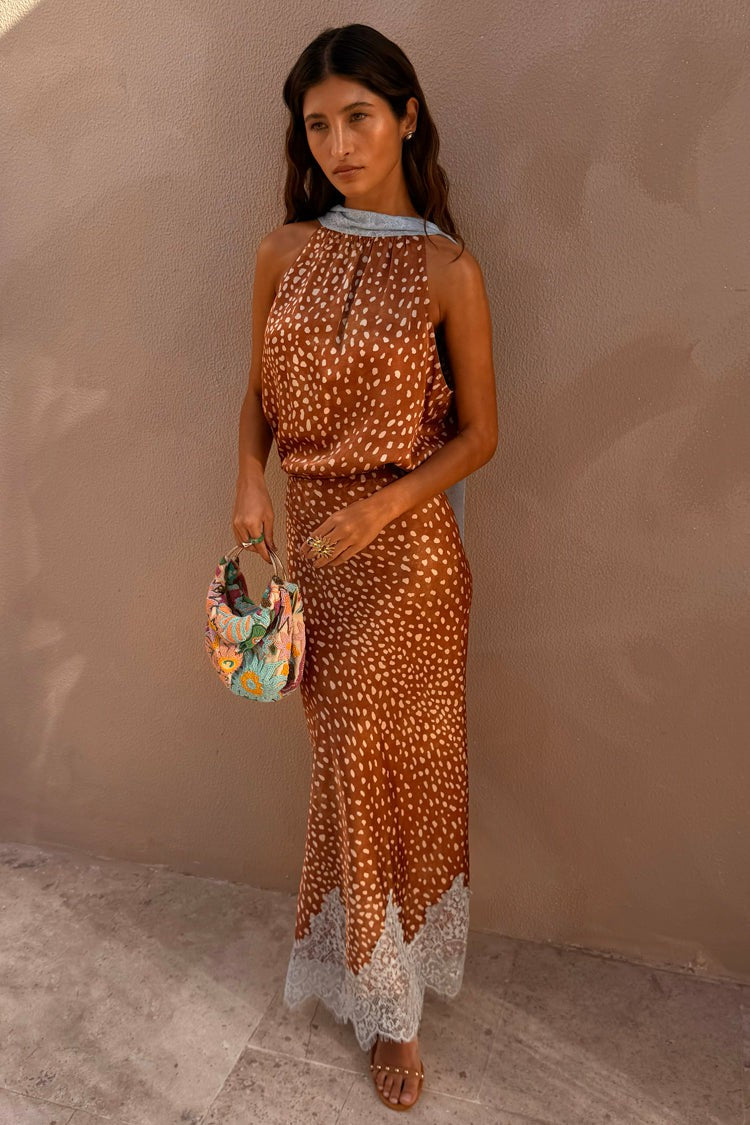 Deer Print Midi Maeva Skirt with Lace Trim - Never Fully Dressed | Never Fully Dressed Premium