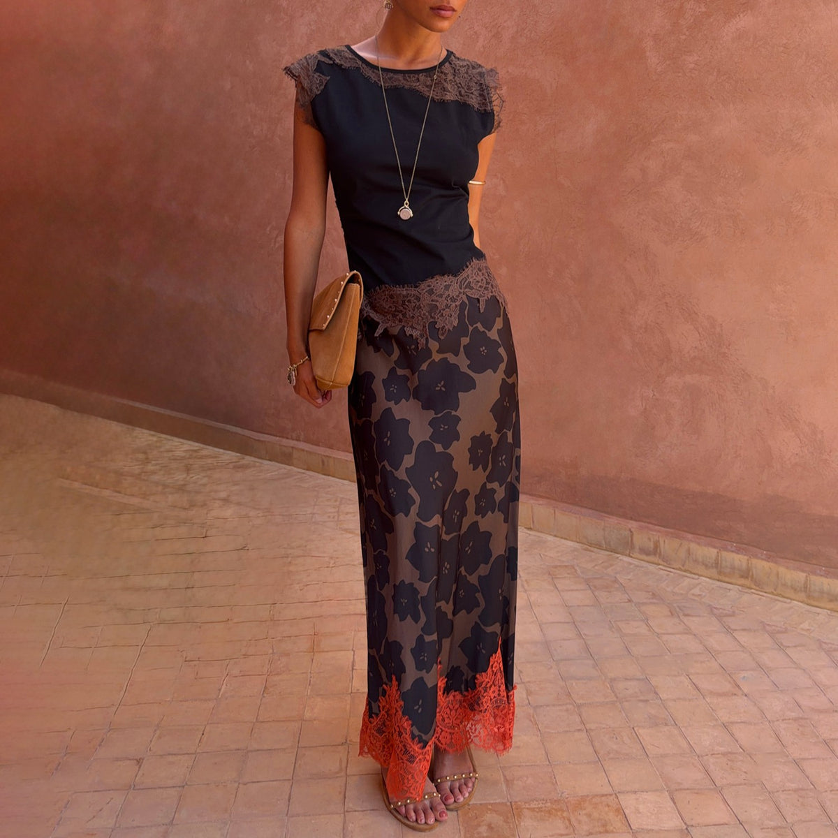 Tan Jaden Floral Maeva Midi Skirt | Never Fully Dressed Discount