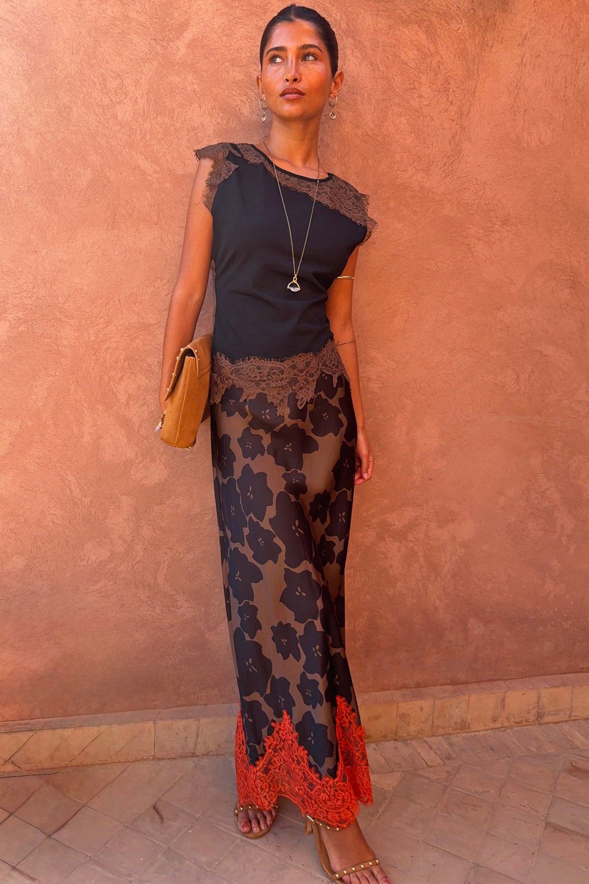Tan Jaden Floral Maeva Midi Skirt | Never Fully Dressed Discount