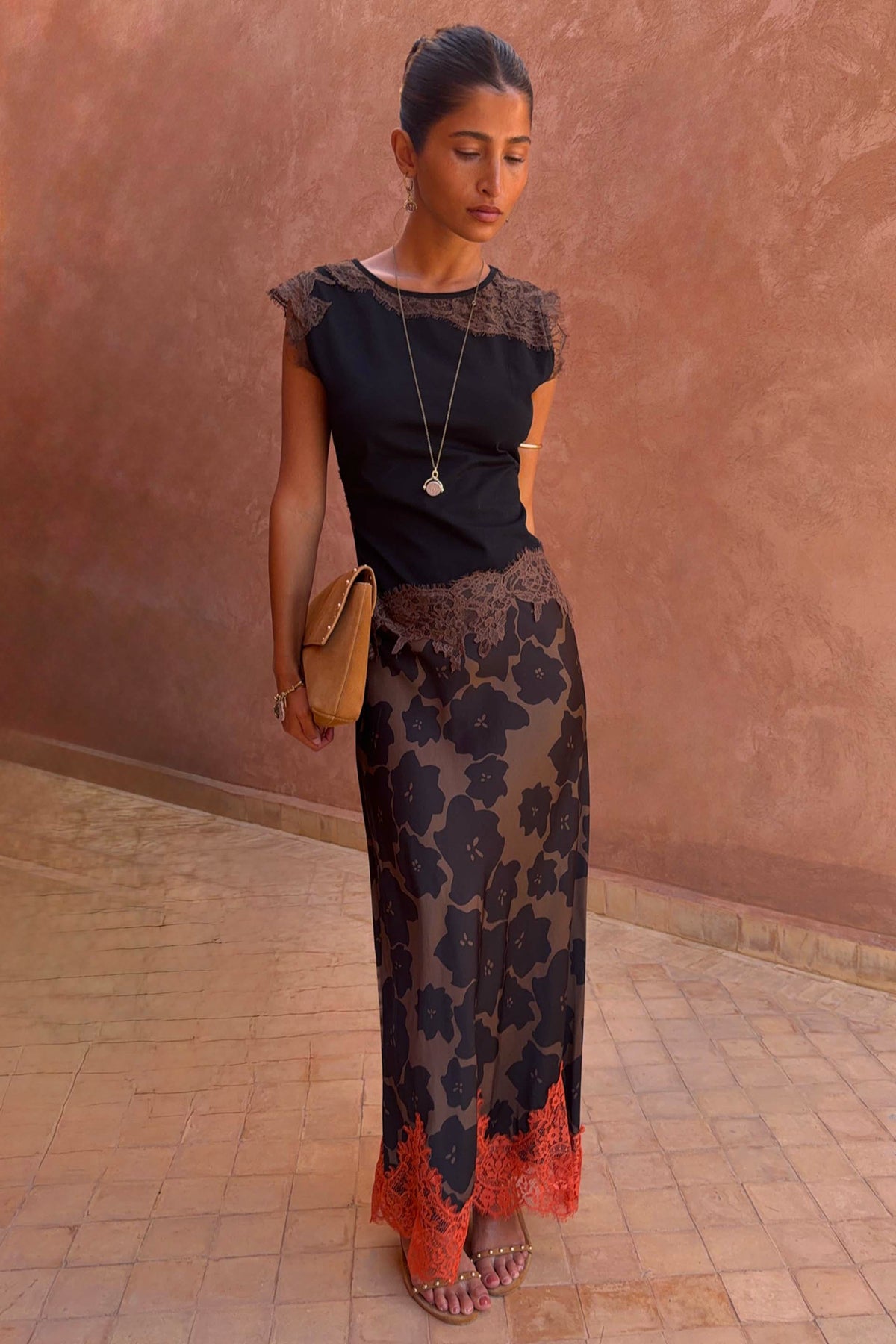 Tan Jaden Floral Maeva Midi Skirt | Never Fully Dressed Discount